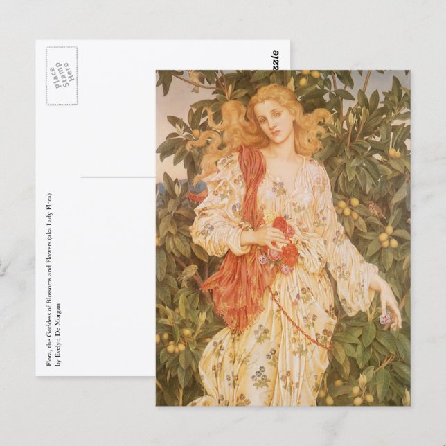 Postal Diosa de las Flores y Blossoms, Flora por Morgan (Anverso / Reverso)