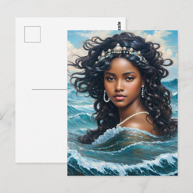 Postal Diosa del agua Yemaya Orisha Arte oceánico (Anverso / Reverso)