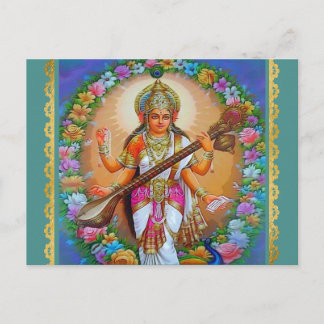 Postal Diosa diosa hindú de Saraswati