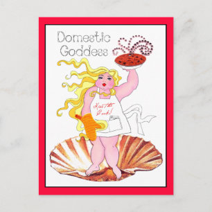 Postal "Diosa doméstica" - ¡Besa al cocinero!