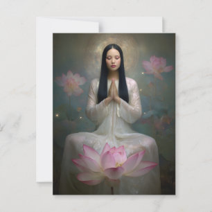 Postal Diosa Etérea Quan Yin Floral de Alta Frecuencia