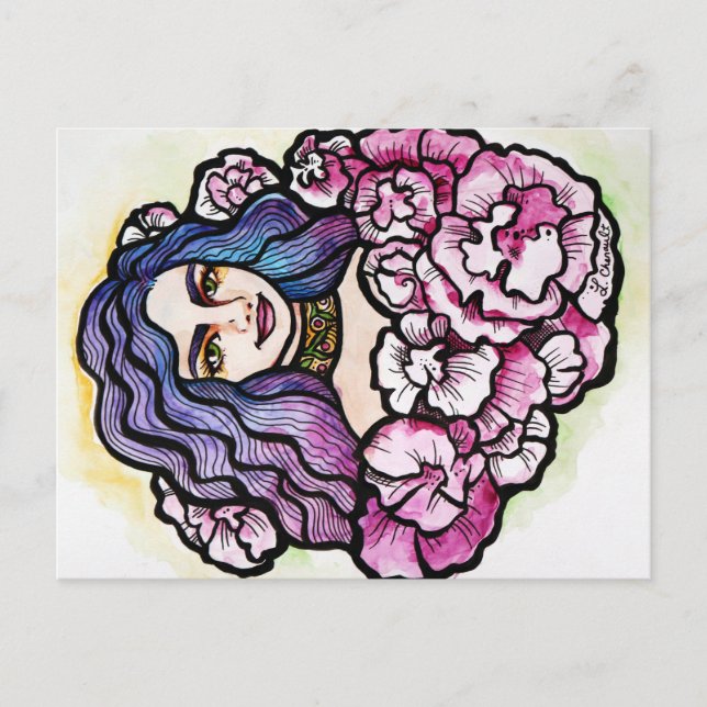 Postal Diosa floral (Anverso)