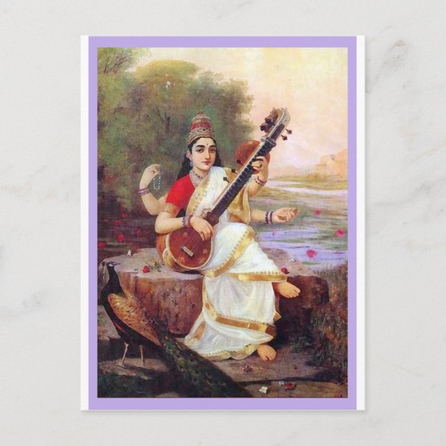 Postal Diosa hindú Saraswati (Anverso)