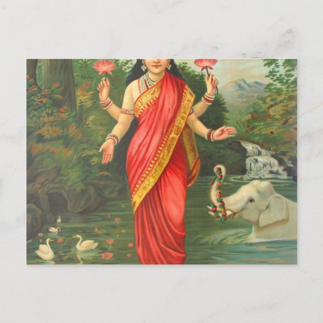 Postal Diosa Lakshmi - Raja Ravi Varma (Anverso)