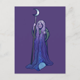 Postal Diosa Luna Crone Arte Pagano Wiccan 