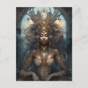 Postal Diosa negra afroamericana reina arte fantastica P
