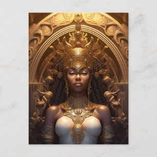 Postal Diosa negra afroamericana reina arte fantastica P