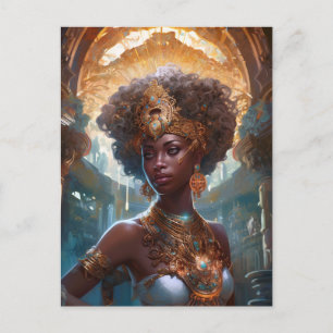 Postal Diosa negra afroamericana reina arte fantastica P