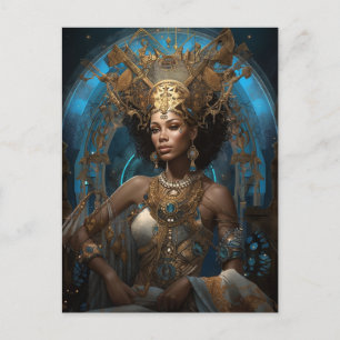 Postal Diosa negra afroamericana reina arte fantastica P