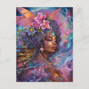Postal Diosa negra afroamericana reina arte fantastica P