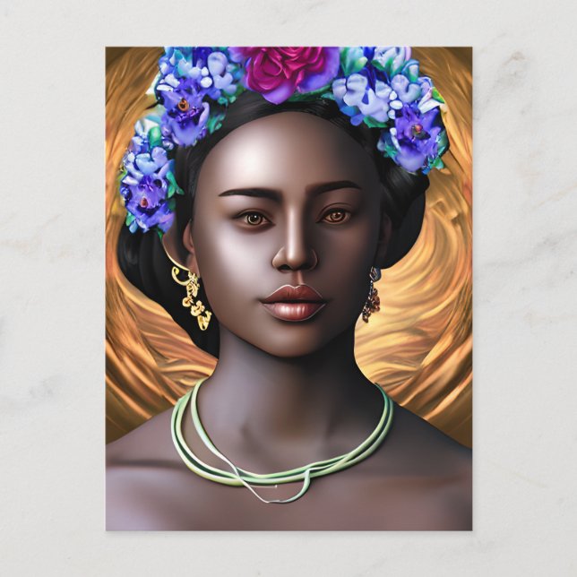 Postal Diosa negra | Arte de IA entre mujeres afroamerica (Anverso)