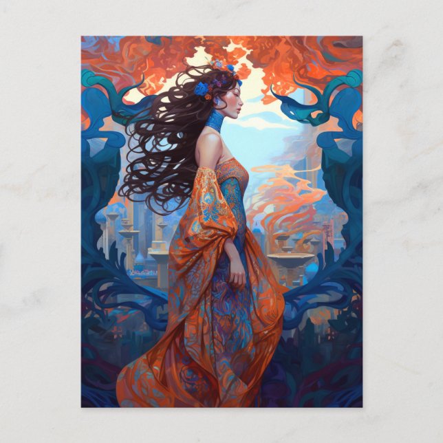 Postal Diosa Surrealista Reina Fantasía Postcarta de arte (Anverso)