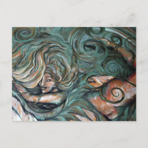 Postal Diosa Verde de la Naturaleza Floral Verde Bruja