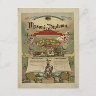 Postal Diploma masónico Freemason Freemasonry 1891