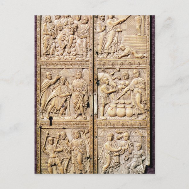 Postal Diptych que muestra los milagros de Cristo (Anverso)