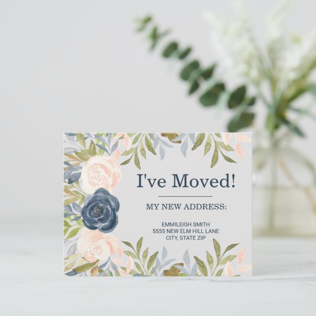 Postal Dirección de cambio rosa Rubor azul índigo (Anverso de pie)