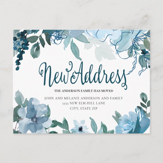 Postal Dirección de cambio suave de las flores azules pol (Anverso)