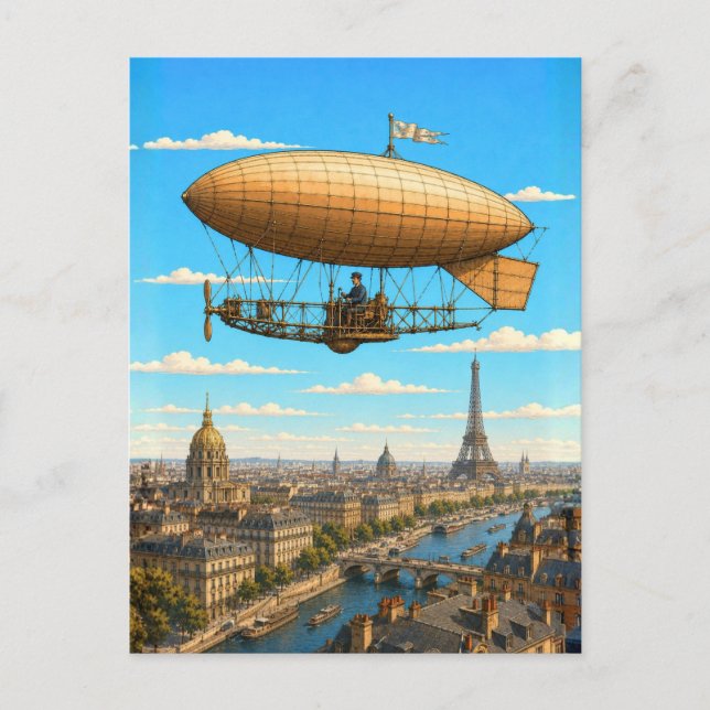 Postal Dirigible de Santos-Dumont sobre París (Anverso)