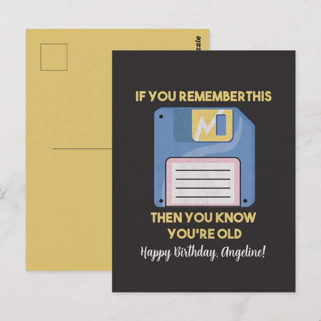 Postal Disco de disquete: Si recuerdas esto, eres viejo (Anverso / Reverso)