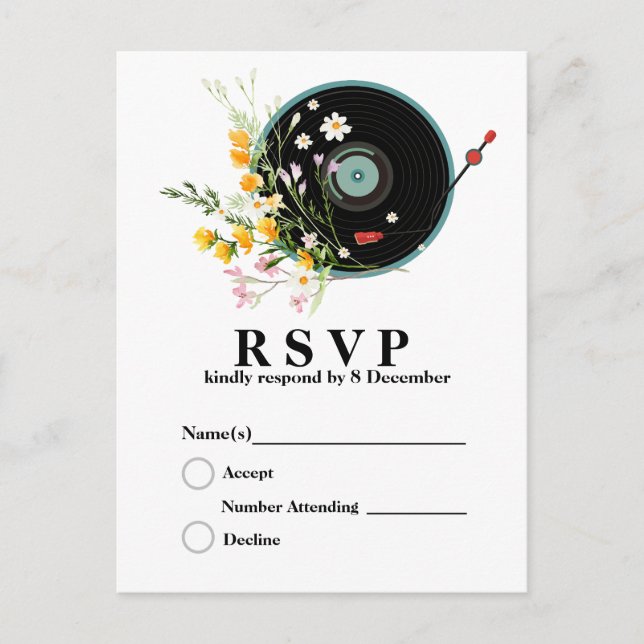 Postal Disco de vinilo, música rústica de viejitos, flore (Anverso)