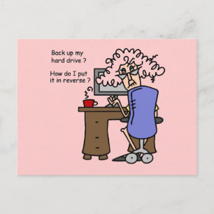 Postal Disco duro de vuelta cómico