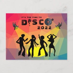 Postal Discoteca, pista de baile, retro, multicolor