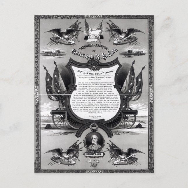 Postal Discurso de despedida del general Robert E. Lee (Anverso)