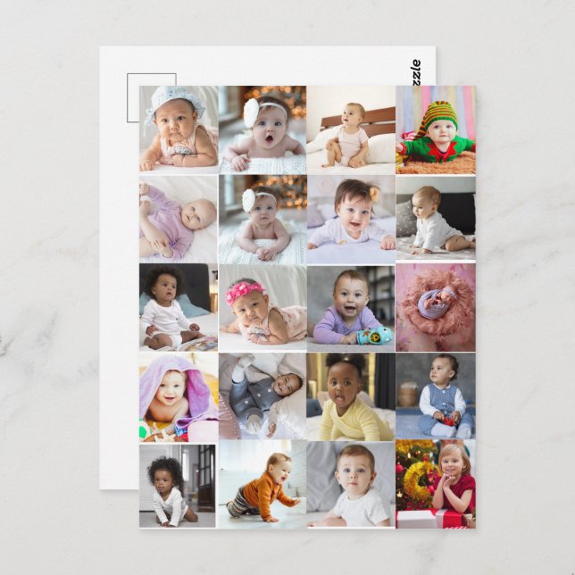 Postal Diseña tu propio collage de 20 fotos (Anverso / Reverso)