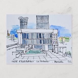 Postal Diseñado por Le Corbusier   Marsella, Francia