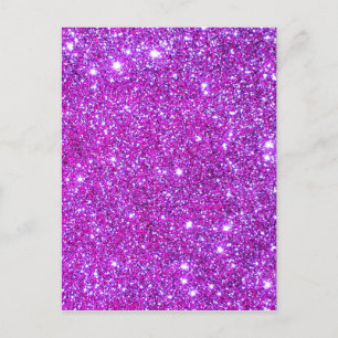 Postal Diseñador de Purpurinas Pink Purple Sparkly Glam