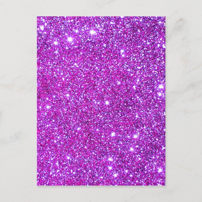 Postal Diseñador de Purpurinas Pink Purple Sparkly Glam (Anverso)
