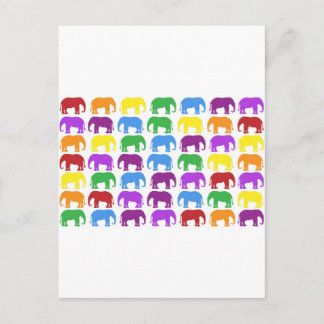 Postal Diseñador elegante de Elefantes del Arcoiris