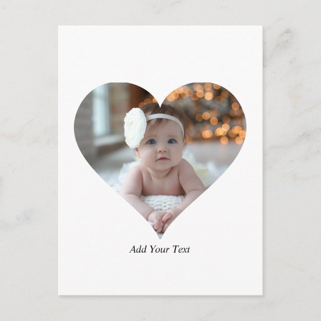 Postal Diseñar su propia foto en forma de corazón único (Anverso)