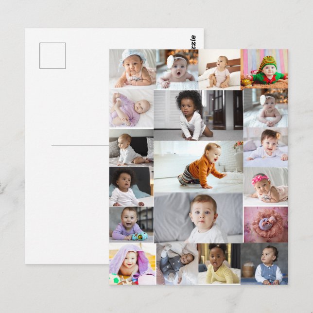 Postal Diseñar su propio Collage de fotos de 19 (Anverso / Reverso)
