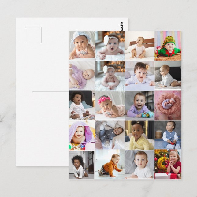 Postal Diseñar su propio Collage de fotos de 20 (Anverso / Reverso)