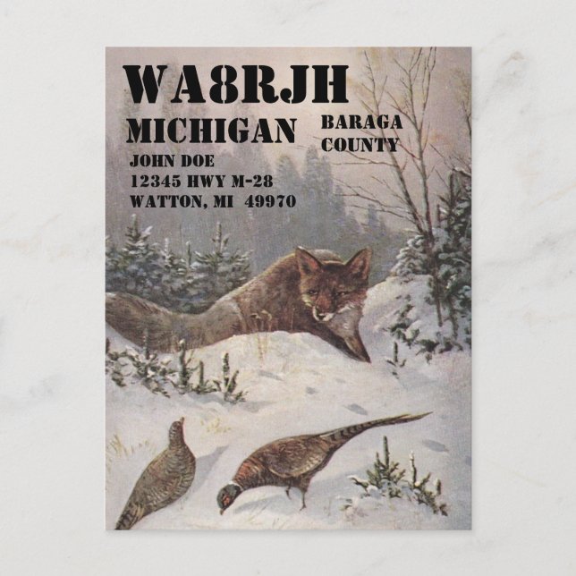 Postal Diseñar tu propio operador de radio QSL HAM Op Wil (Anverso)