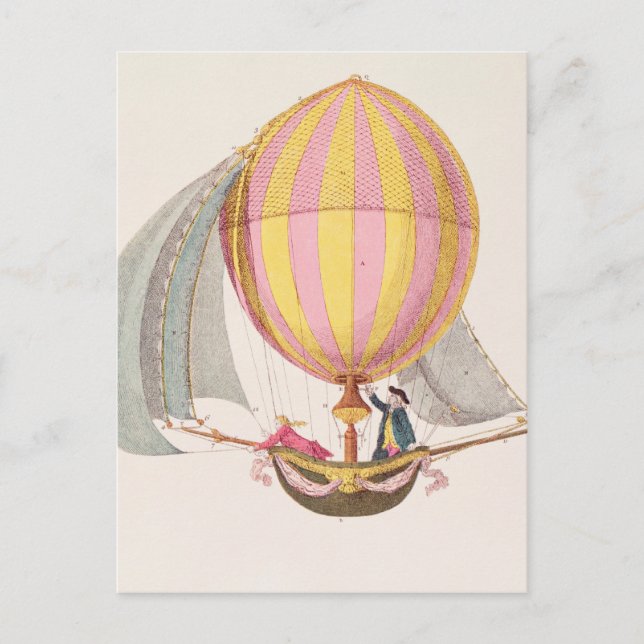 Postal Diseñe para un dirigible, francés, c.1785 (Anverso)