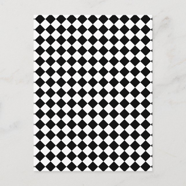 Postal Diseño a cuadros en blanco y negro (Anverso)