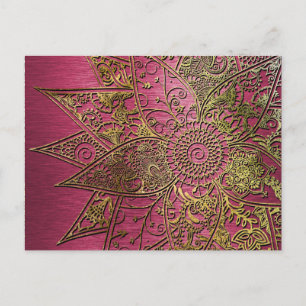 Postal Diseño a mano de henna floral de moda
