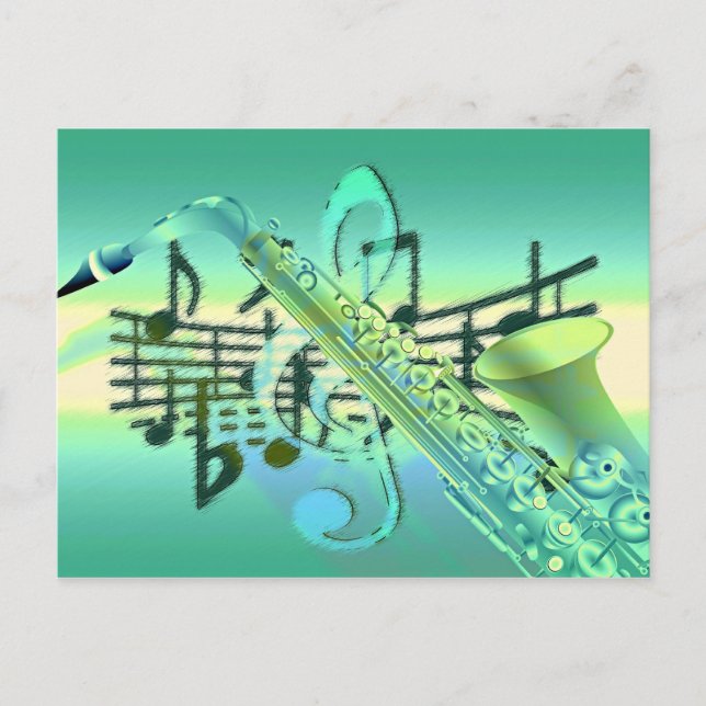 Postal Diseño abstracto de Pastel saxofónico (Anverso)