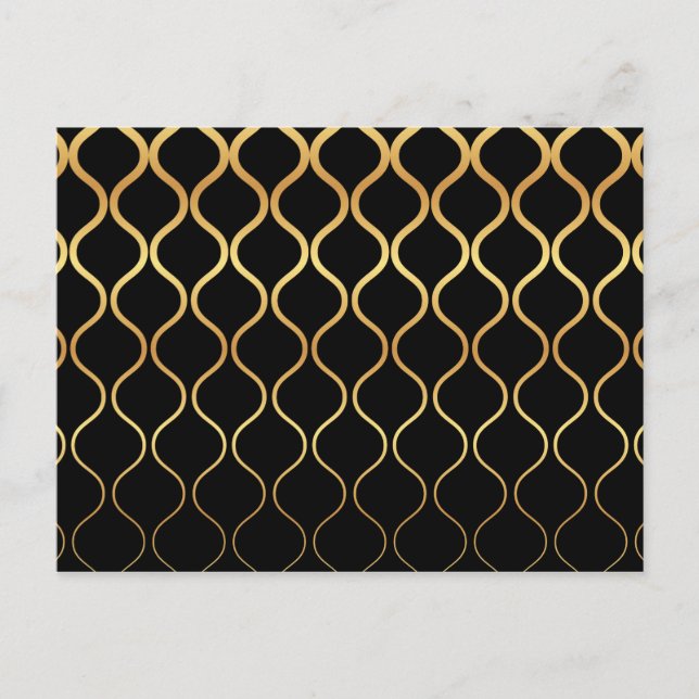 Postal Diseño abstracto negro, dorado, fresco, moderno, r (Anverso)