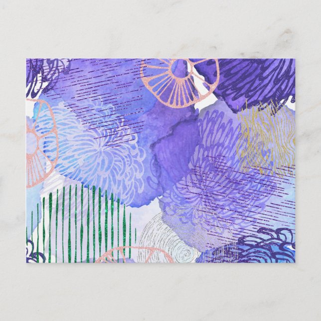 Postal Diseño abstracto púrpura (Anverso)