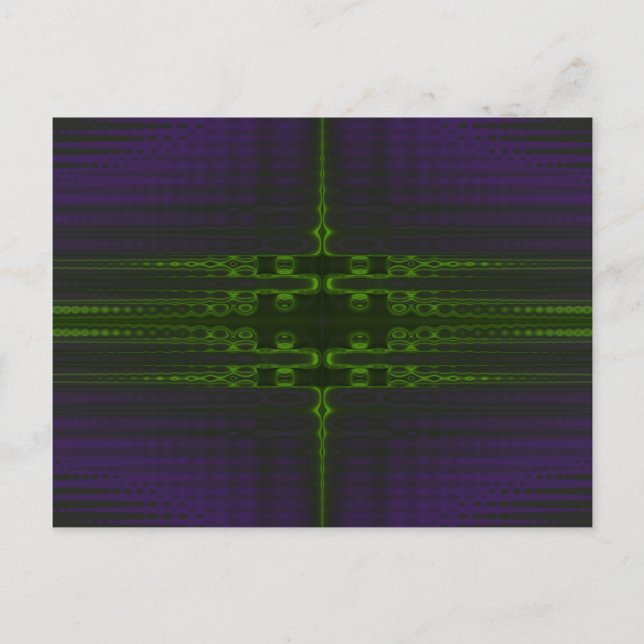 Postal Diseño abstracto verde y púrpura (Anverso)