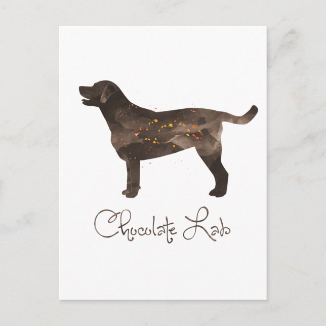 Postal Diseño acuarela de Chocolate Lab (Anverso)