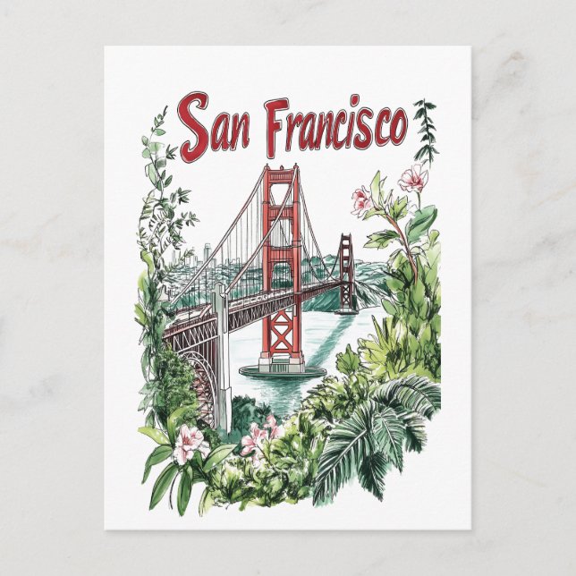 Postal Diseño acuático del puente Golden Gate de San Fran (Anverso)