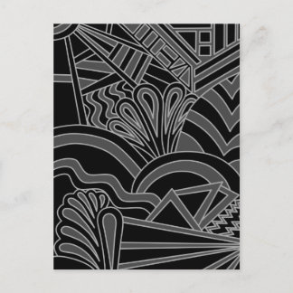 Postal Diseño Art Déco Negro y Gris.