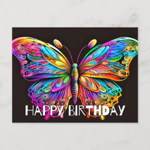 Postal Diseño Artístico de Mariposa Feliz Cumpleaños