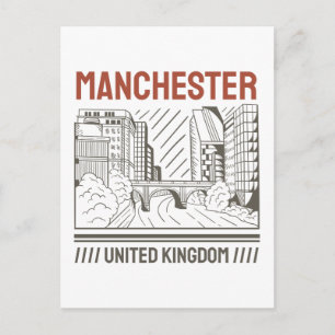 Postal Diseño artístico del horizonte urbano de Máncheste
