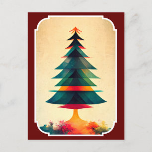Postal Diseño artístico geométrico de árbol navideño aleg