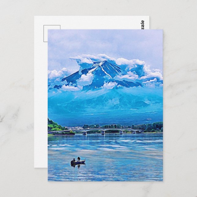 Postal Diseño artístico japonés de acuarela pacífica (Anverso / Reverso)